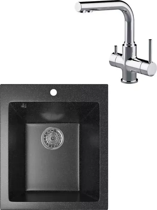 Мойка кухонная и смеситель Mixline и смеситель ML-GM14 черная 308 (4630030633556, LM3061C)