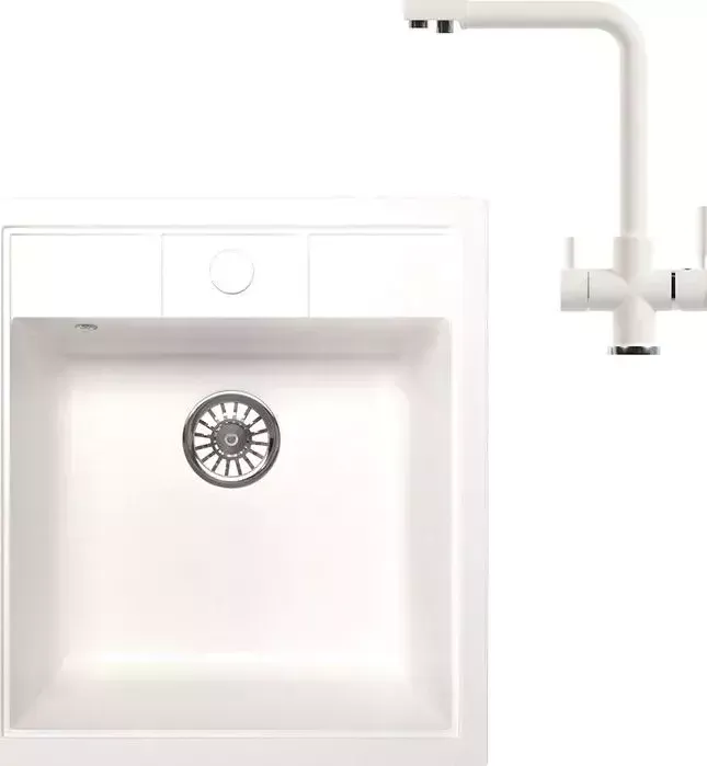 Мойка кухонная и смеситель Mixline и смеситель ML-GM28 молоко 341