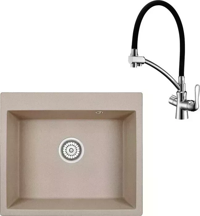 Мойка кухонная и смеситель Granula и смеситель GR-6001 песок, Lemark Comfort LM3070C