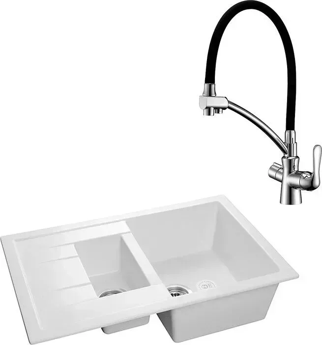 Мойка кухонная и смеситель GranFest и смеситель Quadro GF-Q775KL, Lemark Comfort LM3070C иней