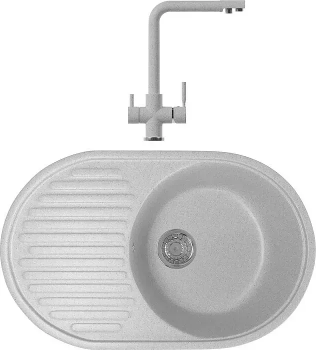 Мойка кухонная и смеситель Mixline и смеситель ML-GM16 серая 310