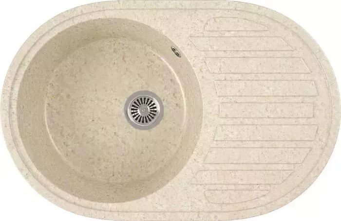 Мойка кухонная GREENSTONE GRS-18L-328 бежевый, с сифоном