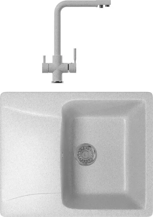 Мойка кухонная и смеситель Mixline и смеситель ML-GM26 серая 310