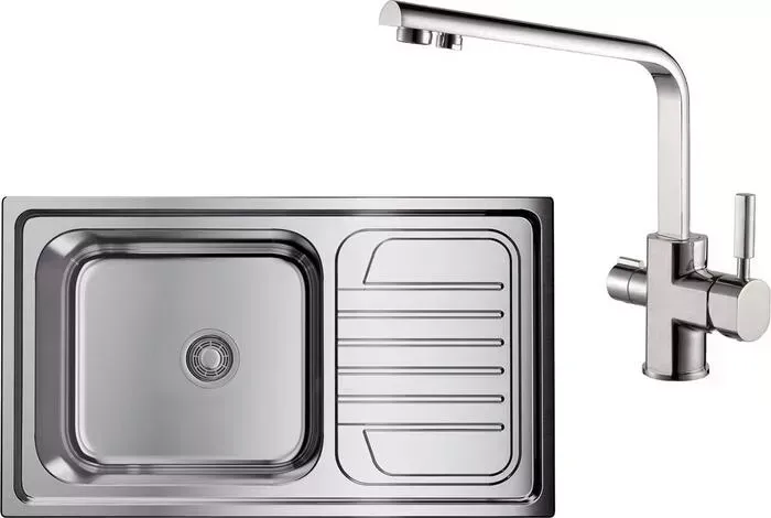 Мойка кухонная и смеситель OMOIKIRI и смеситель Haruna 86 IN , Kaiser Decor нержавеющая сталь (4993451, 40144-5)