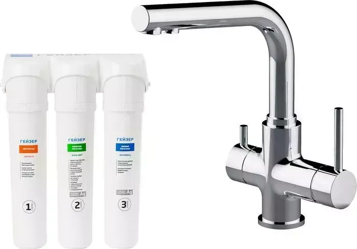 Смеситель для кухни LEMARK Comfort с фильтром Гейзер Смарт, хром (LM3061C, 16028)