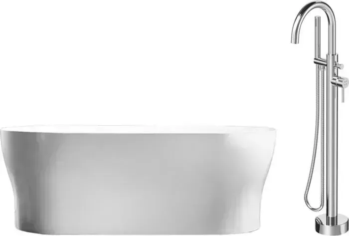 Акриловая ванна BELBANGO 150x80 со смесителем, слив-перелив хром (BB405-1500-800, F7514100)