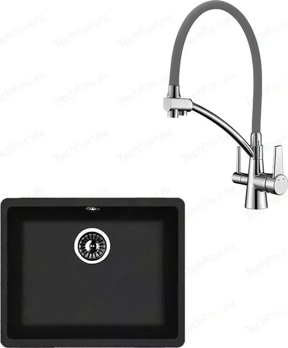 Мойка кухонная и смеситель FLORENTINA и смеситель Вега 500 Lemark Comfort (22.320.D0500.302, LM3071C-Gray)