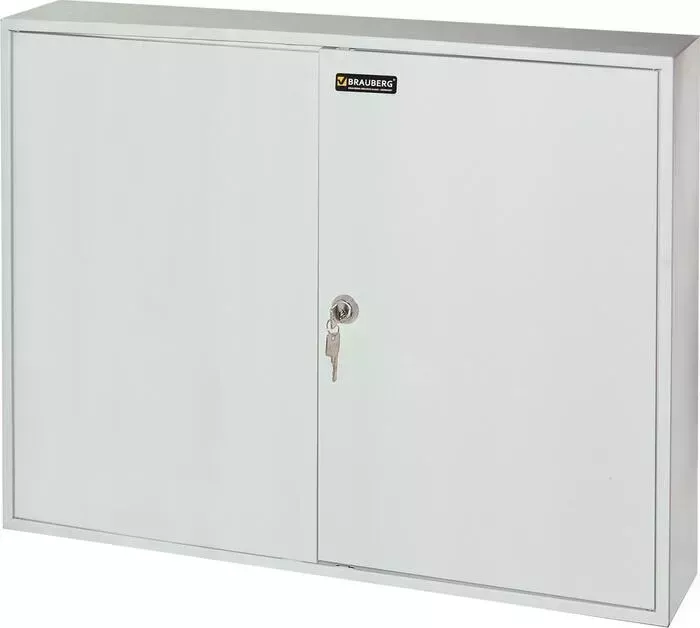 Шкаф BRAUBERG чик (ключница) на 300 ключей с замком + 300 брелоков, серый 290341