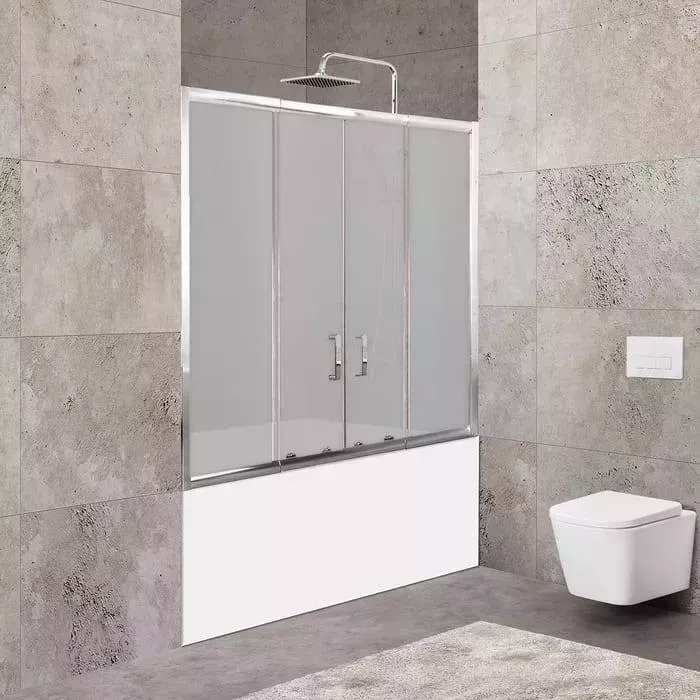 Шторка для ванны BELBANGO Unique VF-2 180x140 матовая Punto, хром (UNIQUE-VF-2-150/180-140-P-Cr)