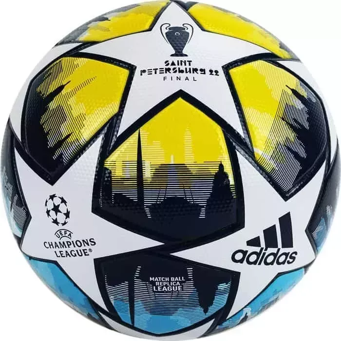 Мяч футбольный ADIDAS UCL League St.P H57820, р.4, 32 пан., бело-сине-желтый