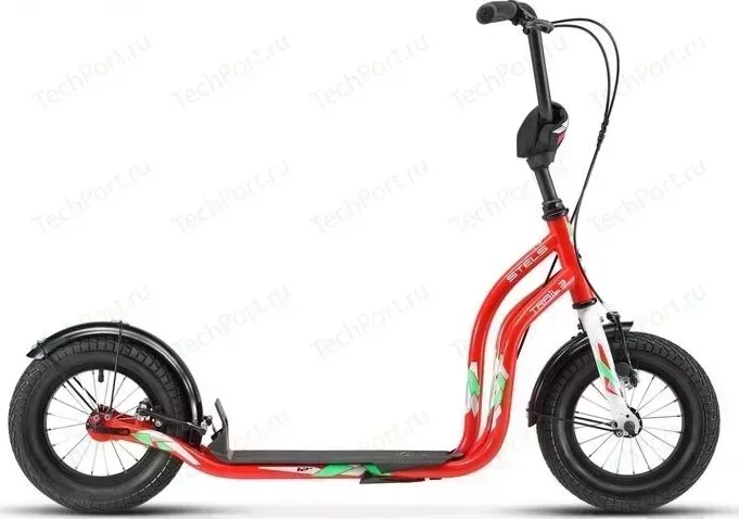 Самокат STELS Trail-3 12quot; V020 Красный/белый Двухколесный самокат 12"