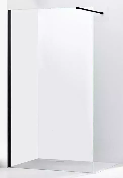 Душевой уголок Abber Immer Offen 100х200 профиль черный, стекло прозрачное (AG61100B)