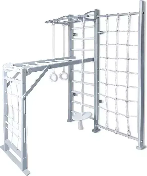 Детский спортивный комплекс PERFETTO SPORT Scala in legno con rete 2 grigio PS-130