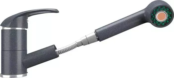 Смеситель для кухни ULGRAN U-002 с выдвижным изливом, антрацит (U-002-343)