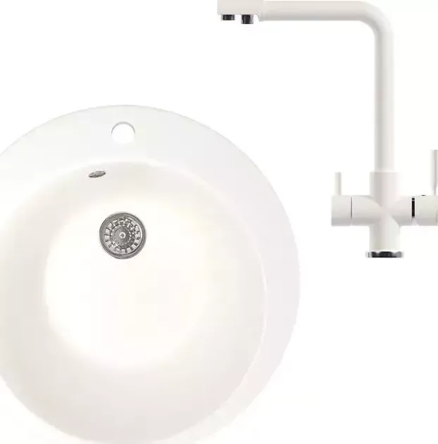 Мойка кухонная и смеситель Mixline и смеситель ML-GM13 молоко 341