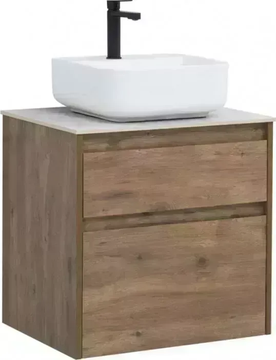 Тумба с раковиной AQUANET с Nova Lite 60 два ящика, дуб рустикальный/серая (249512, 257608, 211281)