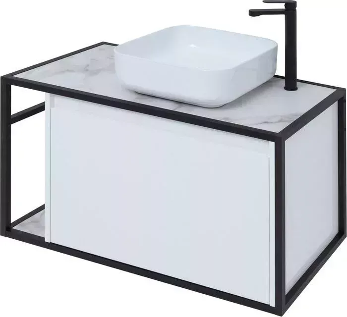 Тумба с раковиной AQUANET с Nova Lite Loft 90 правая, белый глянец (261651, 261855, 211280)