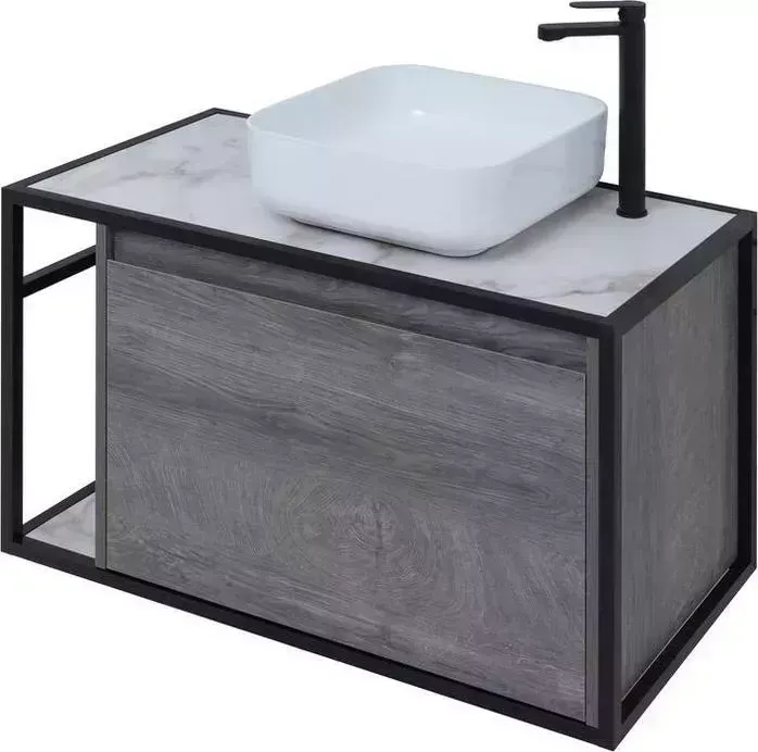 Тумба с раковиной AQUANET с Nova Lite Loft 90 правая, дуб рошелье (261655, 261855, 211280)