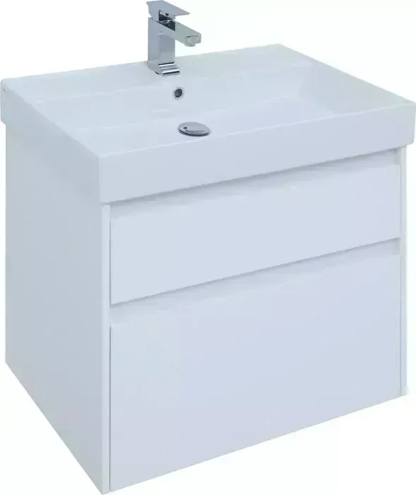 Тумба с раковиной AQUANET с Nova Lite 75 два ящика, белый глянец (242272, 242338)