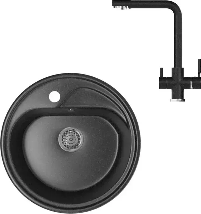 Мойка кухонная и смеситель Mixline и смеситель ML-GM10 черная 308