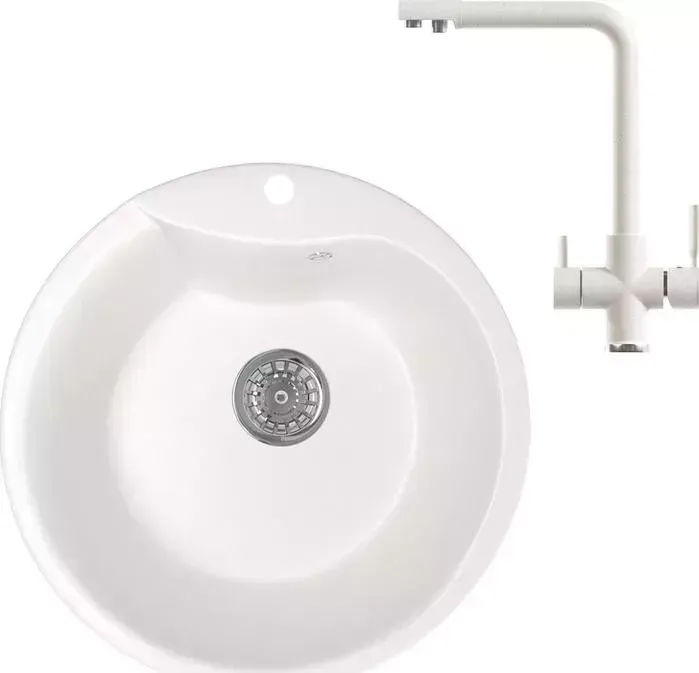 Мойка кухонная и смеситель Mixline и смеситель ML-GM12 белая 331