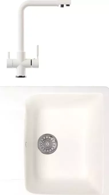 Мойка кухонная и смеситель Mixline и смеситель ML-GM26 молоко 341