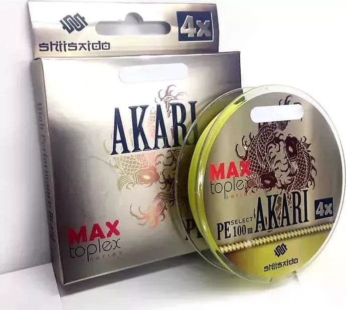 Шнур плетеный Shii Saido Akari 4X, L-150 м, d-0,104 мм, test-3,62 кг, yellow