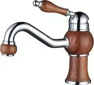 Смеситель для раковины KAISER Wood хром/дерево (61011)