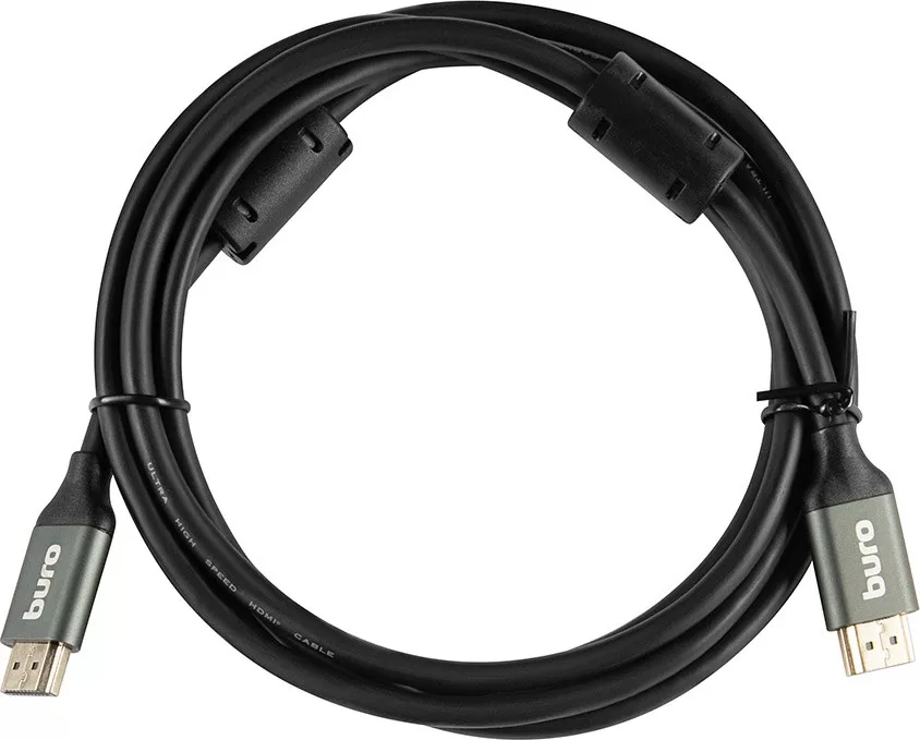 Фото №0 Кабель BURO HDMI (m)-HDMI (m) 2м феррит.кольца Позолоченные контакты черный (BHP-HDMI-2.1-2G)