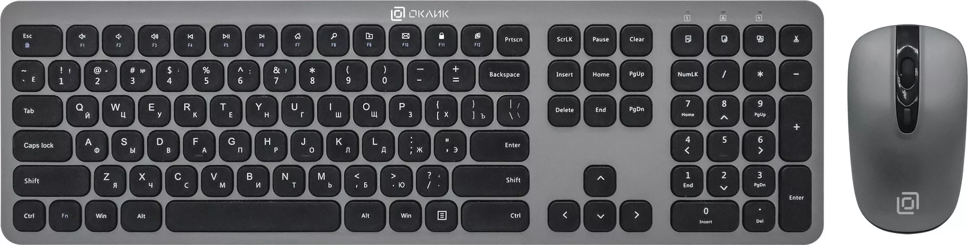 Фото №0 Клавиатура и мышь OKLICK мыши и клавиатуры 300M серый Комплект и