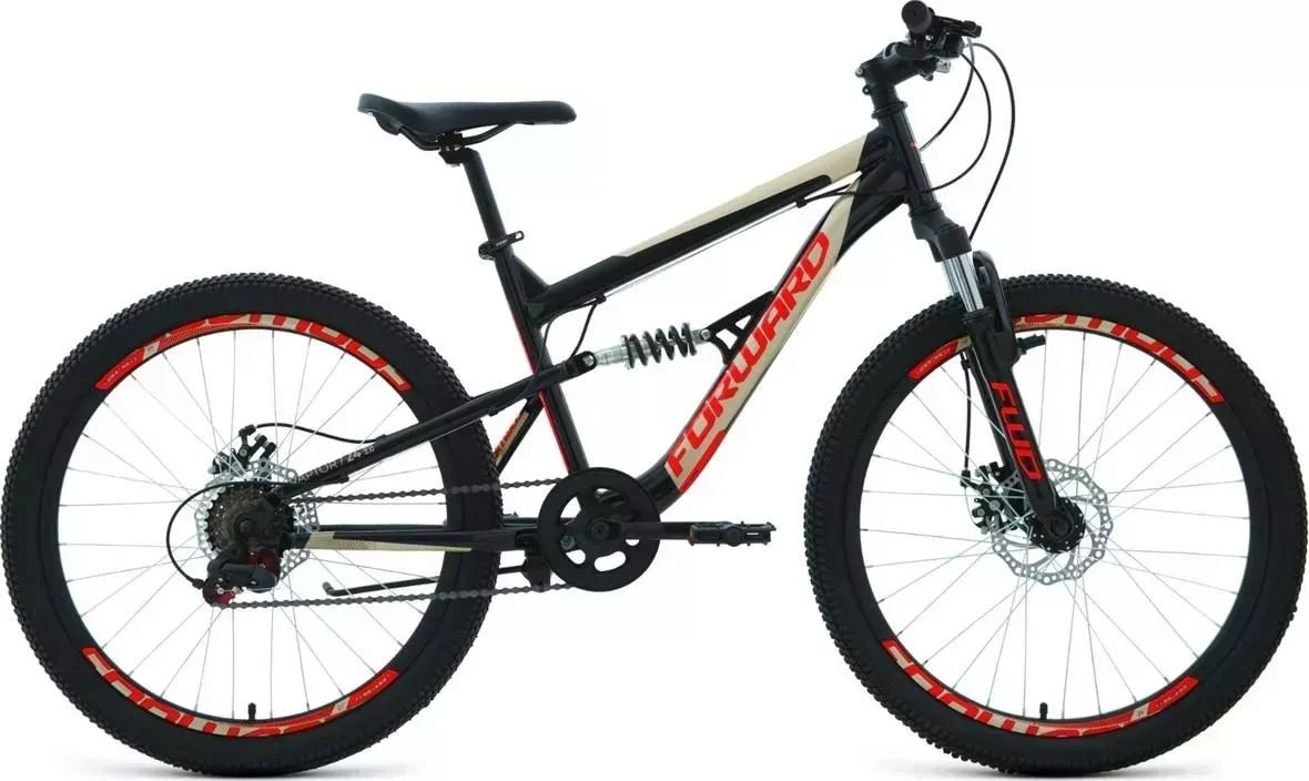 Велосипед FORWARD для подростков RAPTOR 24 2.0 D черный/красный (RBK22FW24770) 24 D (24" 6 ск. рост. 15") 2022, , RBK22FW24770