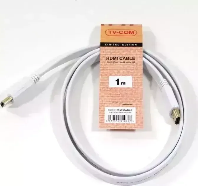 Кабель TV-COM HDMI-HDMI 1.4V, 1m, плоский, белый (CG200FW-1M)