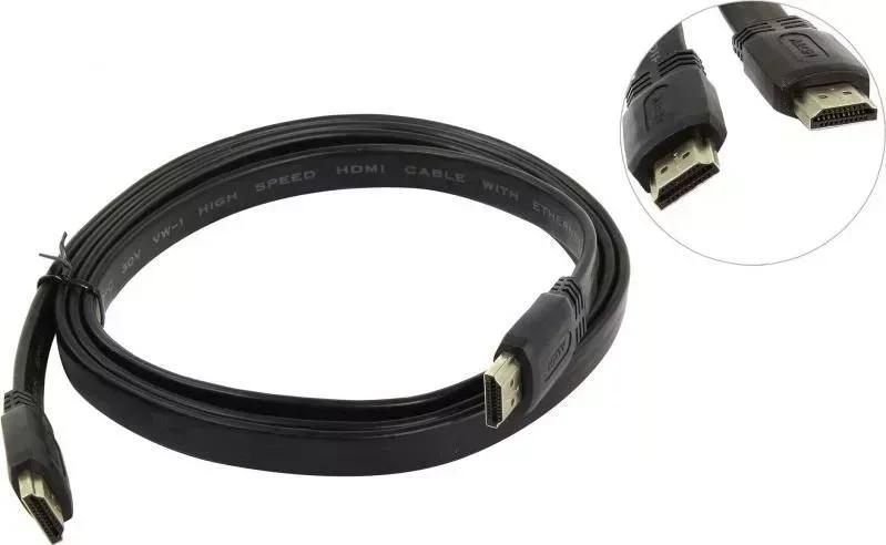 Кабель TV-COM HDMI 19M/M 1.4V 1.5m, плоский, черный (CG200F-1.5M)