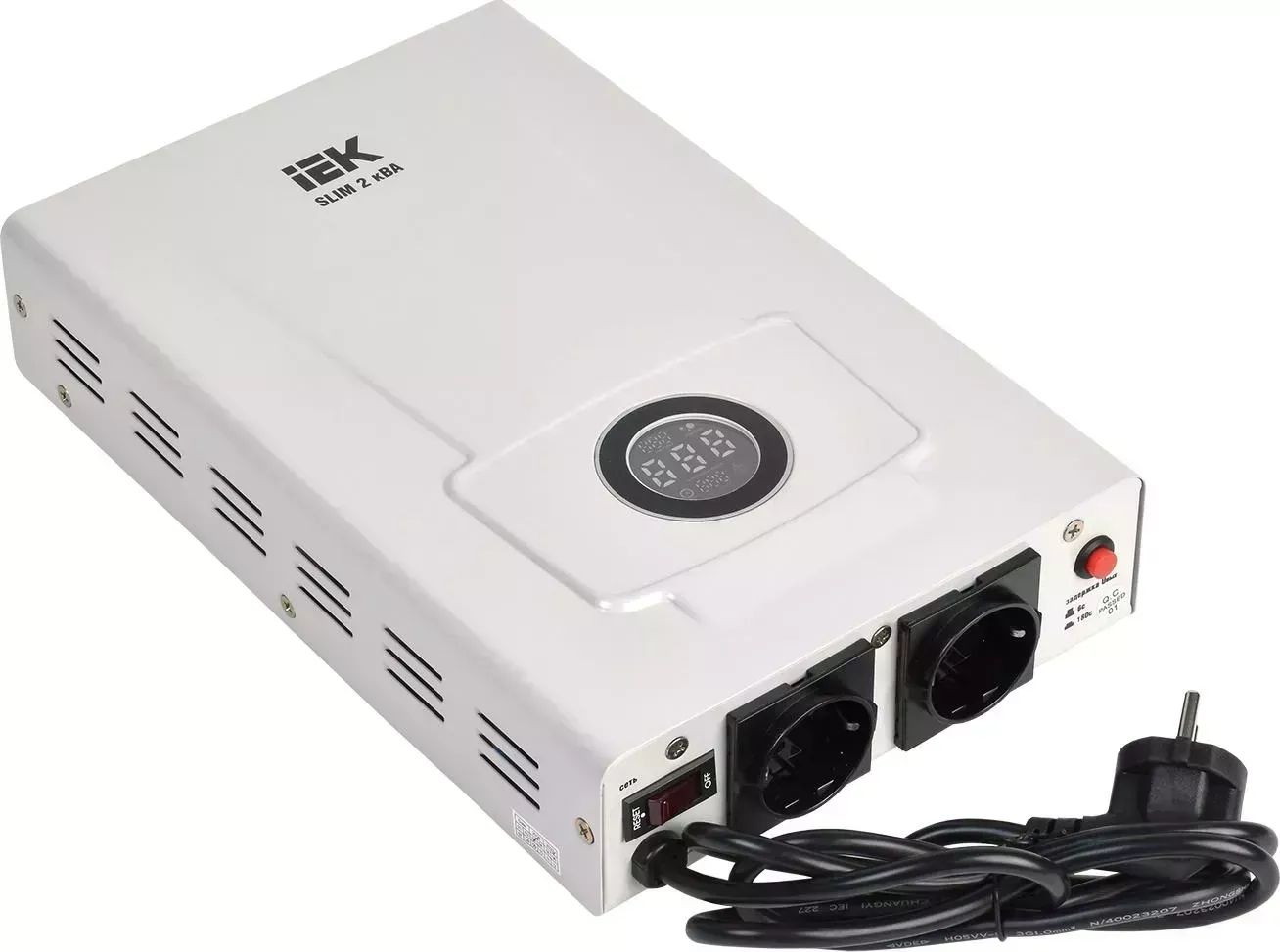 Стабилизатор напряжения IEK Slim 2кВА однофазный белый (IVS22-1-002-09)