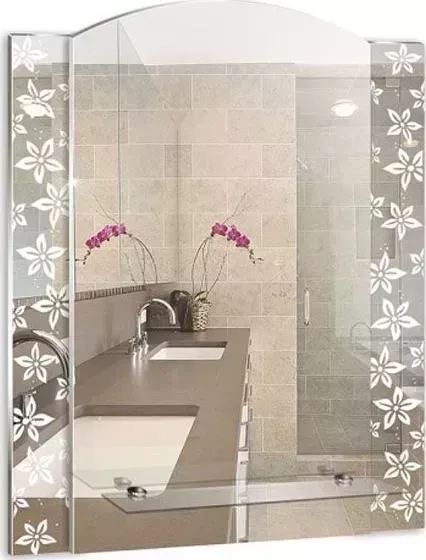 Зеркало Mixline Весна 510*585 с полкой/пескоструйный рисунок (529382)