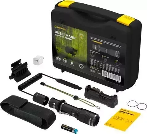 Фонарь ручной Armytek Dobermann Hunting Kit черный/белый (F02004C)