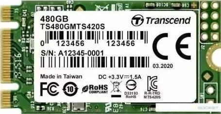 SSD накопитель TRANSCEND 480ГБ M.2 2280 SATA III (TS480GMTS420S)
