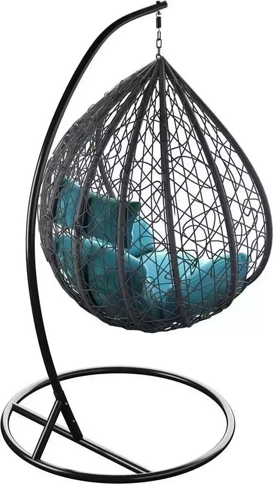Подвесное кресло    Садовые качели Loftyhome NONI 1147 DARK GREY/BLUE (Подвесное кресло)