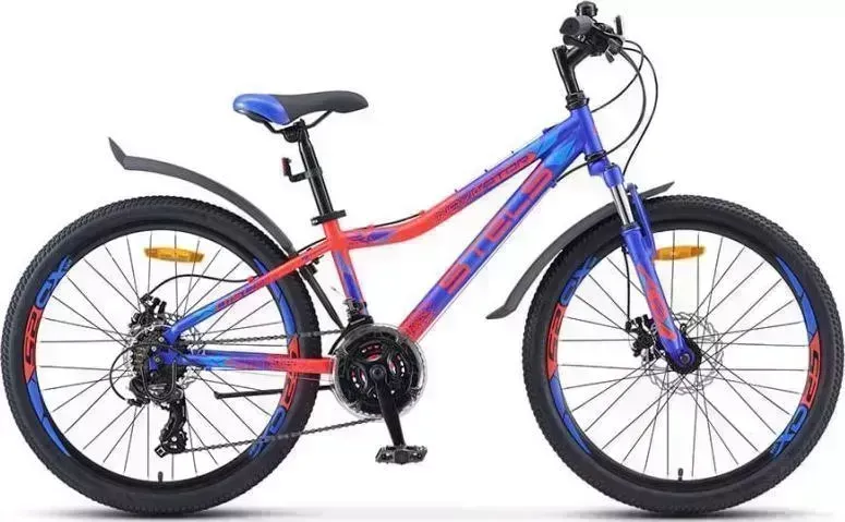 Велосипед STELS для подростков Navigator-410 MD 24 21-SP V010 Синий/неоновый красный (LU091556*LU082933*12) MD 24