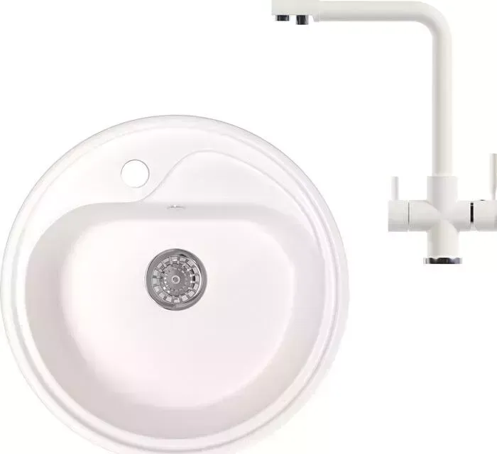 Мойка кухонная и смеситель Mixline и смеситель ML-GM10 молоко 341
