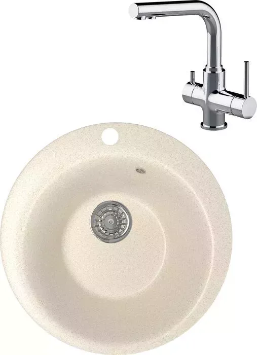 Мойка кухонная и смеситель Mixline и смеситель ML-GM13 бежевая 328 (4630030633433, LM3061C)