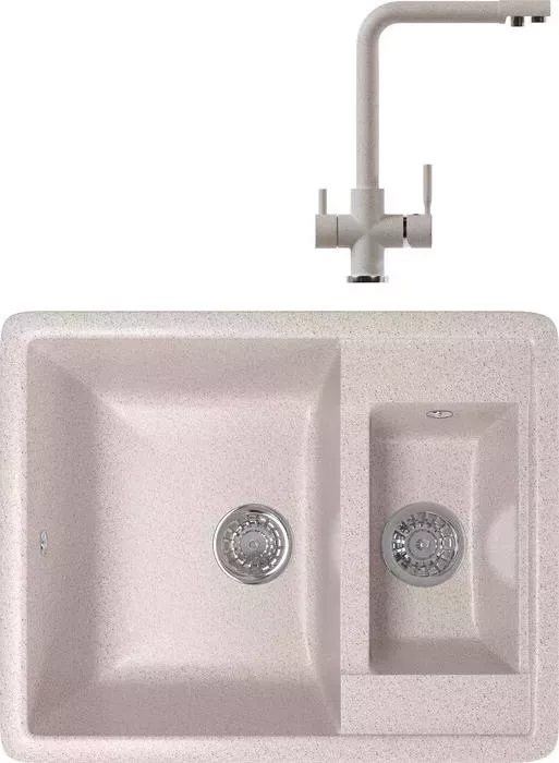 Мойка кухонная и смеситель Mixline и смеситель ML-GM21 песочная 302