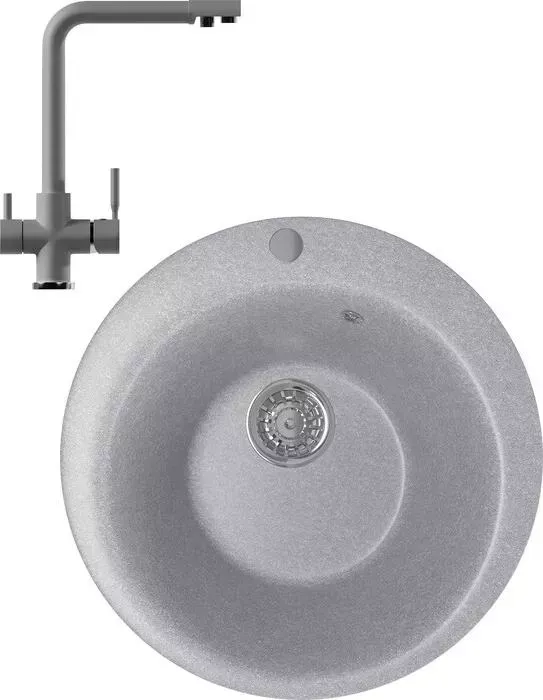 Мойка кухонная и смеситель Mixline и смеситель ML-GM13 49,5х49,5 графит 342 (4620031445517, 547933)