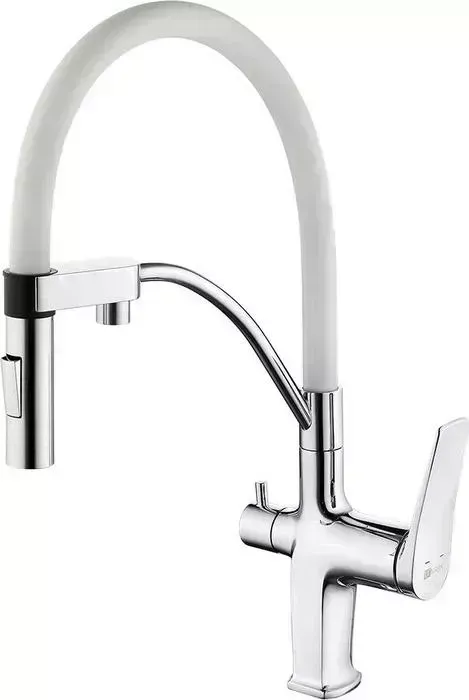 Смеситель для кухни LEMARK Comfort с гибким изливом, под фильтр, белый (LM3074C-White)