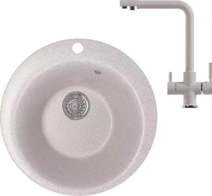 Мойка кухонная и смеситель Mixline и смеситель ML-GM13 песочная 302