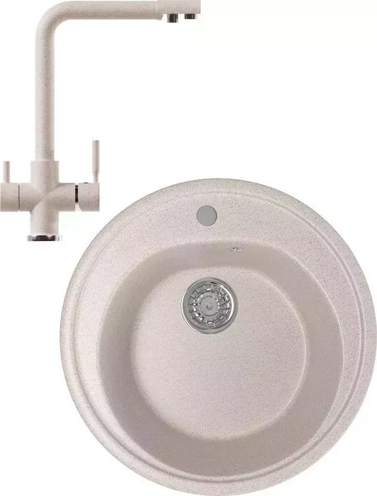 Мойка кухонная и смеситель Mixline и смеситель ML-GM11 песочная 302