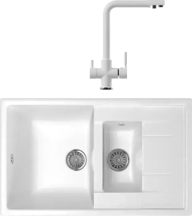 Мойка кухонная и смеситель Mixline и смеситель ML-GM22 молоко 341