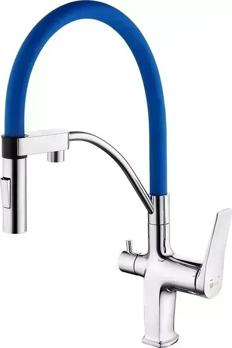 Смеситель для кухни LEMARK Comfort с гибким изливом, под фильтр, синий (LM3074C-Blue)