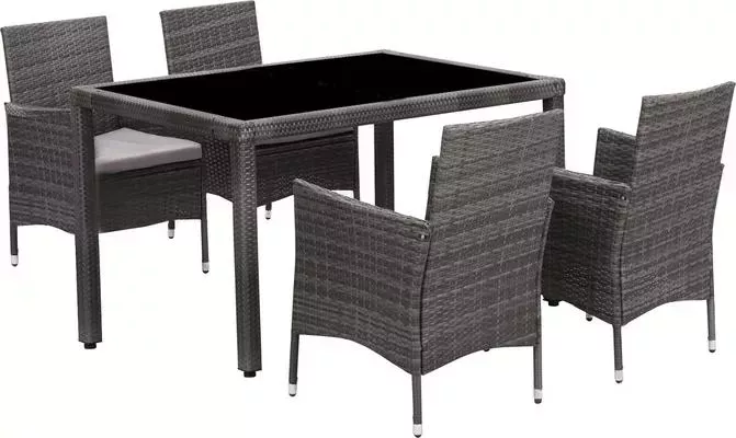 Набор мебели Garden story Нестор (стол+4 стула ротанг серый, подушки серые)