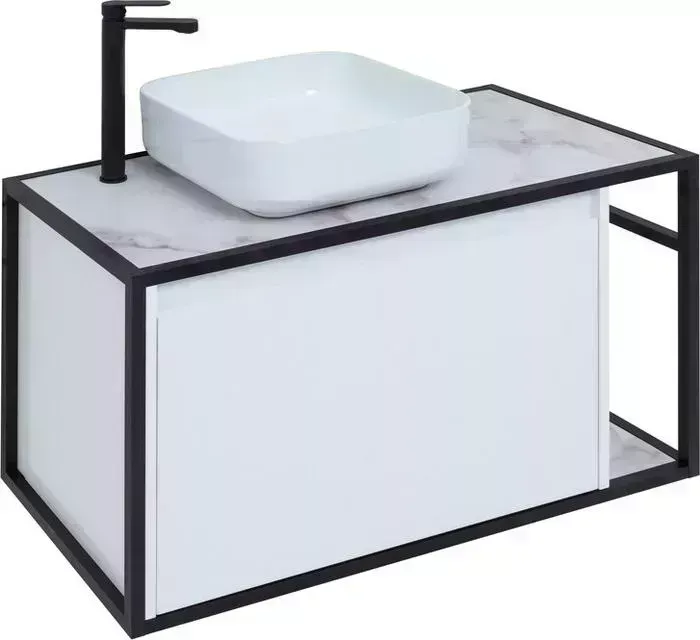 Тумба под раковину AQUANET Nova Lite Loft 90 левая, белый глянец (261652)